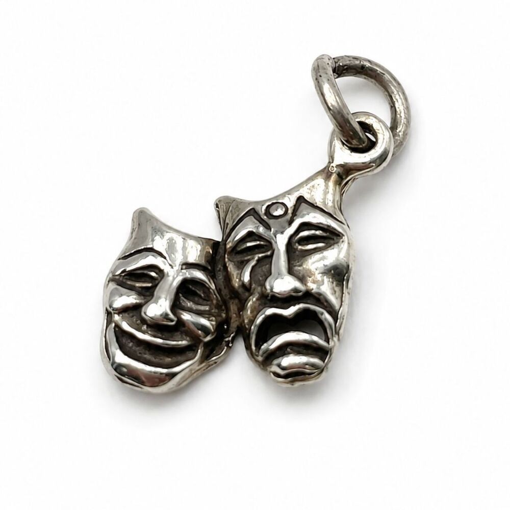 Vintage Sterling Silver 925 Drama Theater Mask Charm